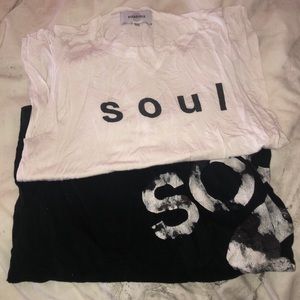 (2) SOULCYCLE muscle Ts black and white